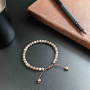 Bracelet Tasbih Homme Amorphe avec 33 Perles Pierre Obsidienne Flocon de Neige Marron