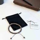 Bracelet Tasbih Homme Amorphe avec 33 Perles Pierre Obsidienne Flocon de Neige Marron