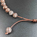 Bracelet Tasbih Homme Amorphe avec 33 Perles Pierre Obsidienne Flocon de Neige Marron