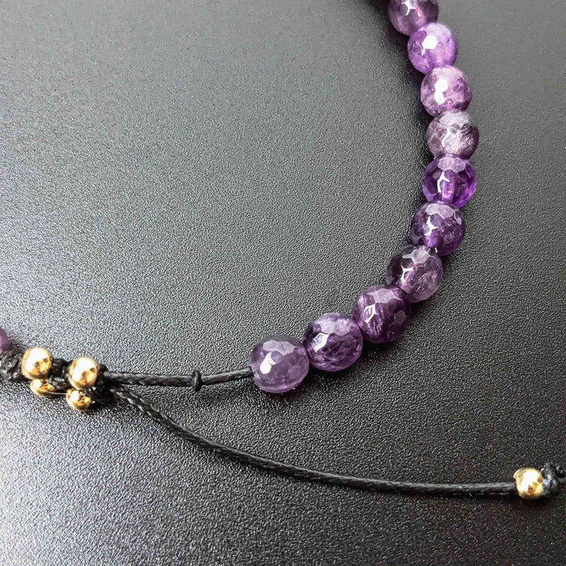 Aspire Tasbih Bracelet pour femme avec 33 perles de pierres précieuses d'améthyste