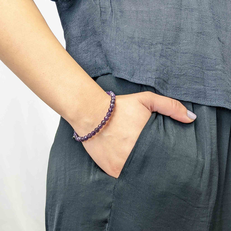 Aspire Tasbih Bracelet pour femme avec 33 perles de pierres précieuses d'améthyste