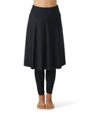 Long black swim skirt with attached leggings