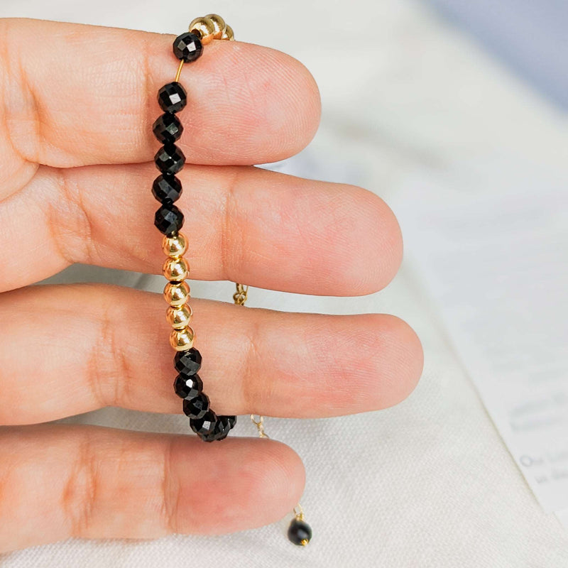 Black Spinel Tasbih Bracelet | Women's Misbaha, 33 Beads
