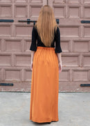 Front Pleated Maxi Skirt