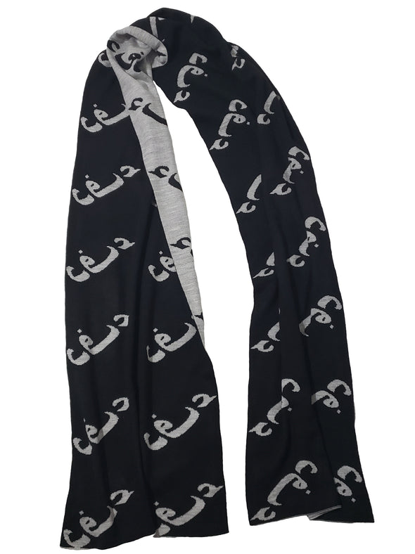 Black grey double sided scarf dafee