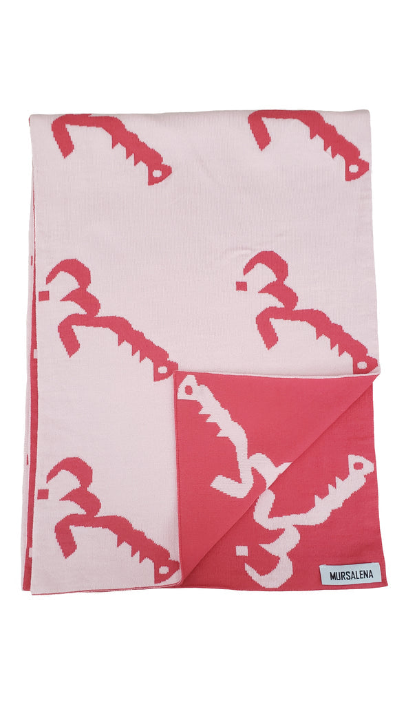 Maskan Pink and White Double Sided Short Scarf