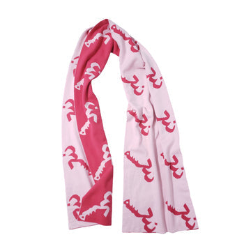 White Pink Maskan Double Sided Short Scarf