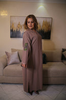 Woman Brown Jalabiya preciosa stones green handmade