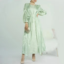Doha Pearled Satin Abaya Set