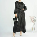 Doha Pearled Satin Abaya Set