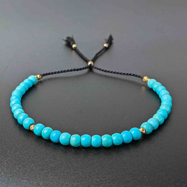Ease Women's Mini Tasbih Bracelet with 33 Dainty Turquoise Gemstone Beads