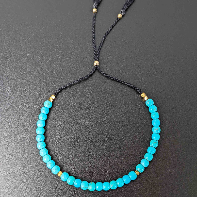Ease Bracelet Mini Tasbih pour femme avec 33 perles de pierres précieuses turquoise délicates