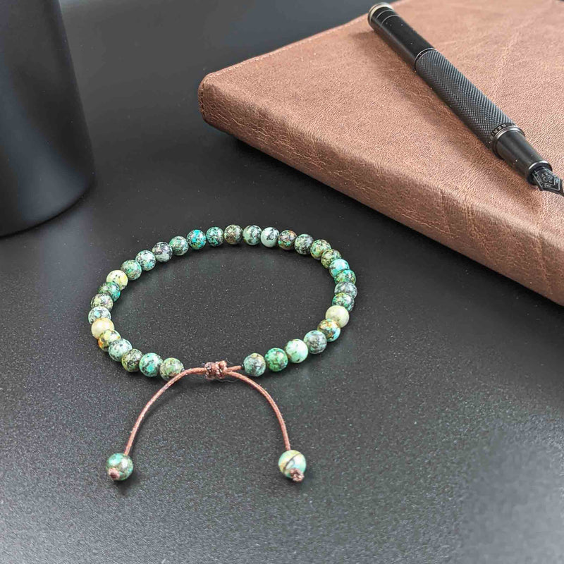 Ease Bracelet Tasbih pour homme avec 33 perles de pierre turquoise africaine