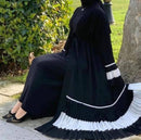 Look absolutely stunning in this frill abaya cardigan! You can style this with a slip dress or a top! 