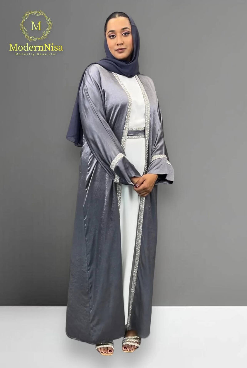 Abaya Reem Metallic Grey