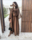 Ensemble Trois Pc Abaya Elastique Fauve