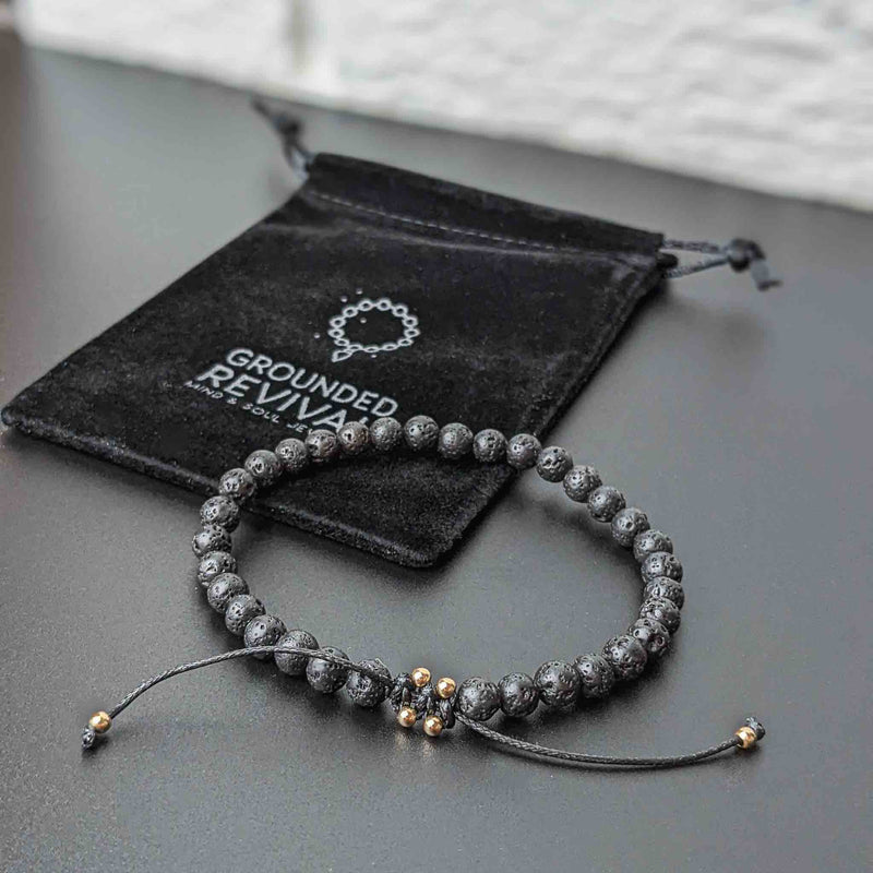 Bracelet Tasbih Grounded pour femme avec 33 perles de pierres précieuses de lave