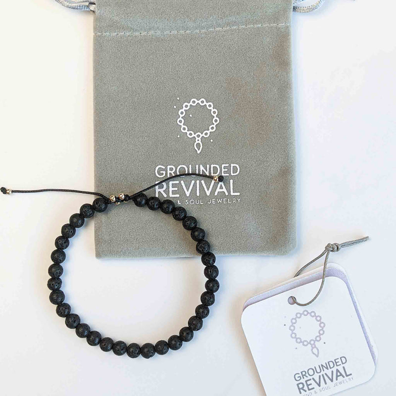 Bracelet Tasbih Grounded pour femme avec 33 perles de pierres précieuses de lave