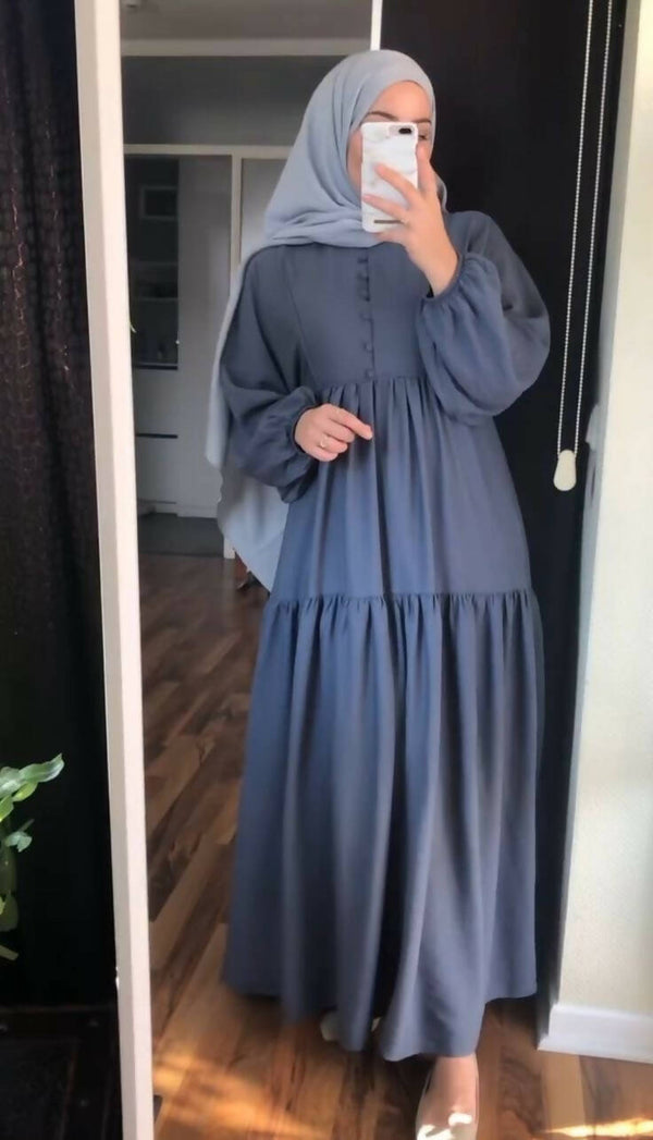 Abaya décontractée boutonnée 10+ couleurs