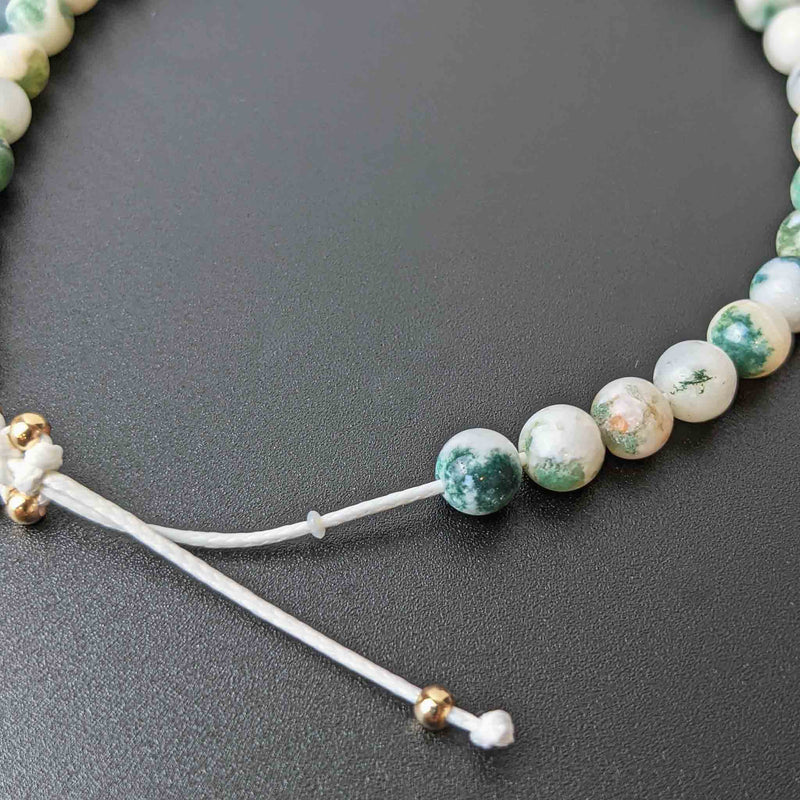 Introspect Tasbih Bracelet pour femme avec 33 perles de pierres précieuses d'agate arborescente