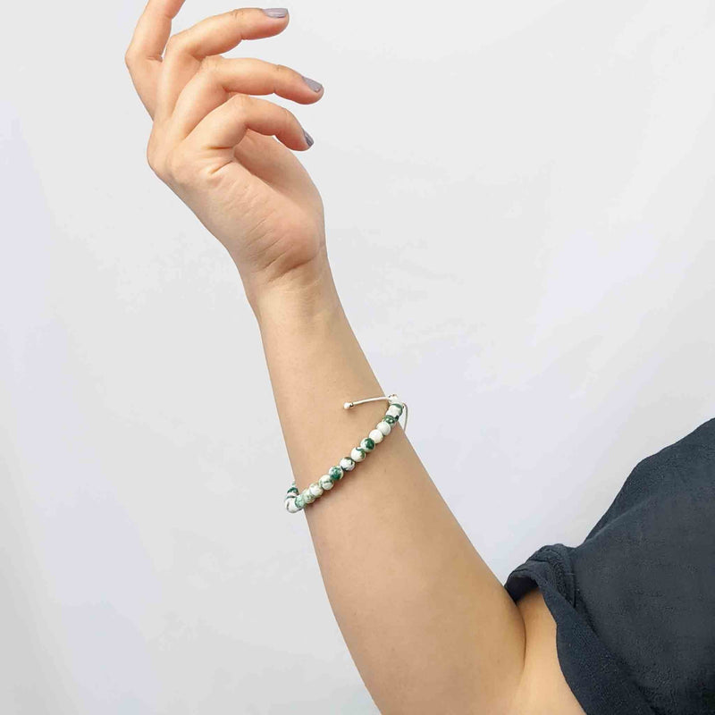 Introspect Tasbih Bracelet pour femme avec 33 perles de pierres précieuses d'agate arborescente