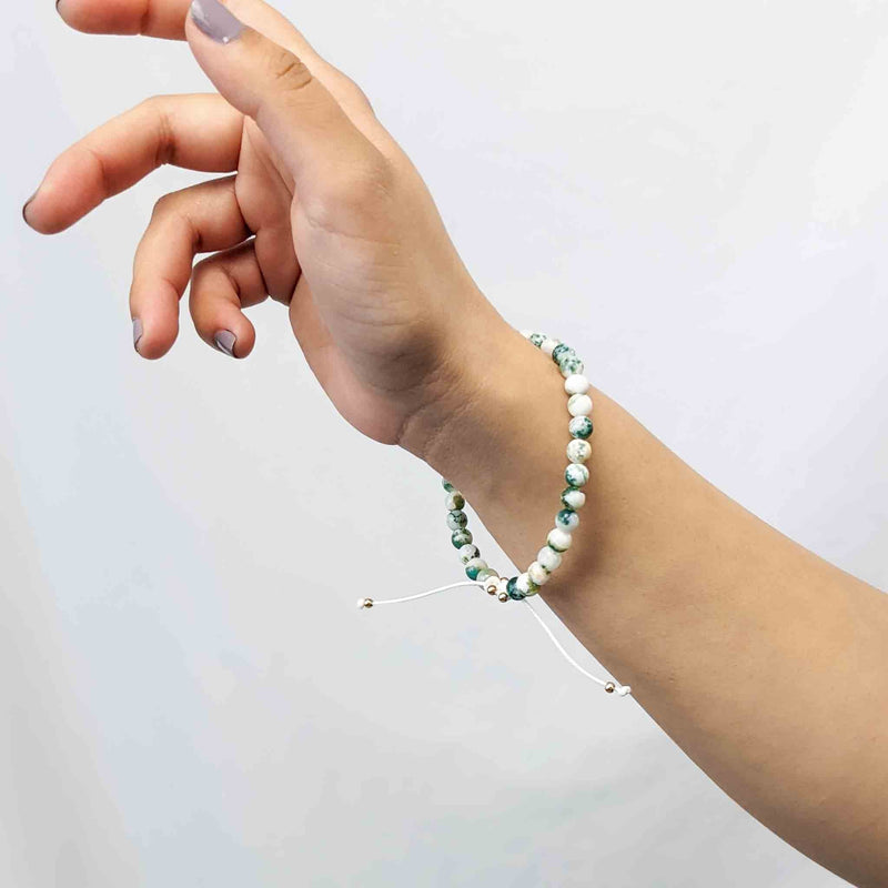 Tree Agate Tasbih Bracelet | Women's Dhikr Beads, 33 Beads