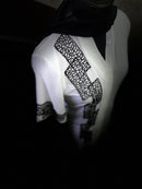 Look elegant in this beautiful white cye crush abaya, with handcrafted diamond work details