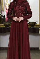 Sumaiya Gown maroon red sequin maxi dress