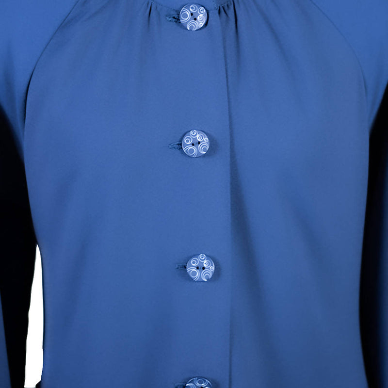 Blue Aster Abaya top buttoned custom