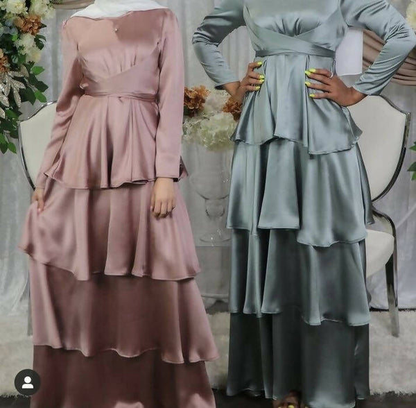 Three Layered Abaya Gown + Free Hijab 4+ Colors