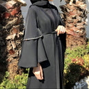 This kimono includes heavy hand work embroidery and delicately applied stone lace on premium black fabric.