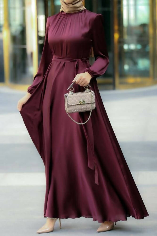Burgundy Hijabi Prom Dresses Zuha Modest Gown With Free Hijab Burgundy Hijabi Prom Dresses Zuha Modest Gown With Free Hijab