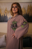 Woman Brown Jalabiya preciosa stones green handmade