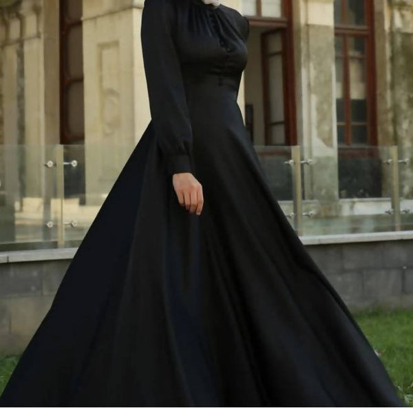 Black Marwa Dress a-line waist twirl skirt
