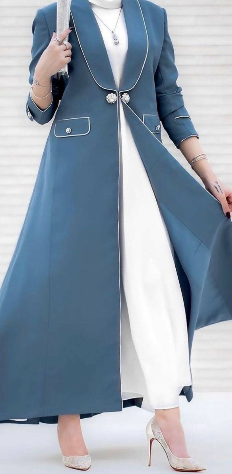 Maysoon Bluebell Luxurious Abaya Coat Set