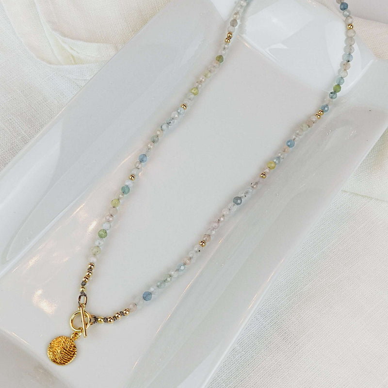 Morganite Mini Tasbih Necklace | Women's Islamic Prayer Beads, 99 Beads