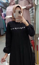 Amna Pleated Diamond Work Abaya 6+ Colors