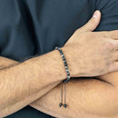 Silver Obsidian Tasbih Bracelet | Men's Misbaha, 33 Beads