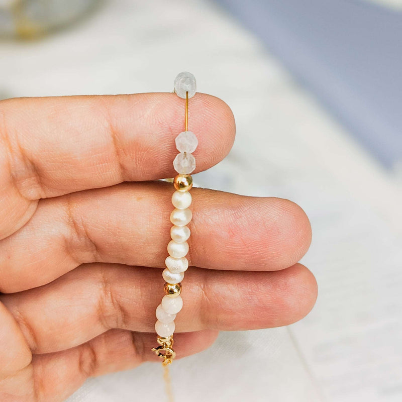 Pearl & Sapphire Tasbih Bracelet | Women's Misbaha, 33 Beads