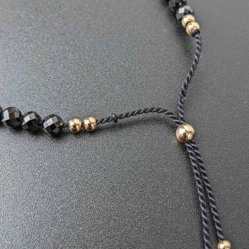 Black Spinel Tassel Tasbih Bracelet | Women's Tasbeeh Beads, 33 Beads