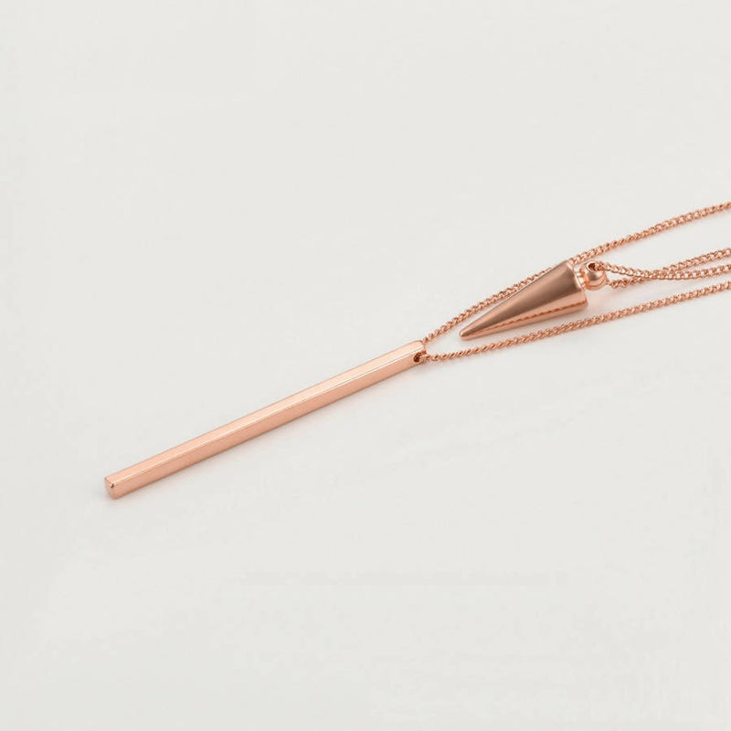 Rose Gold Glorious Bar & Spike Necklace end