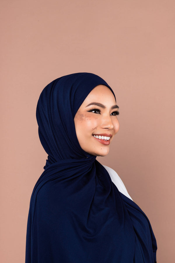 women's Premium Jersey Hijab Navy Blue 