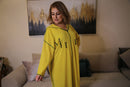 Woman Yellow Jalabiya genuine preciosa stones