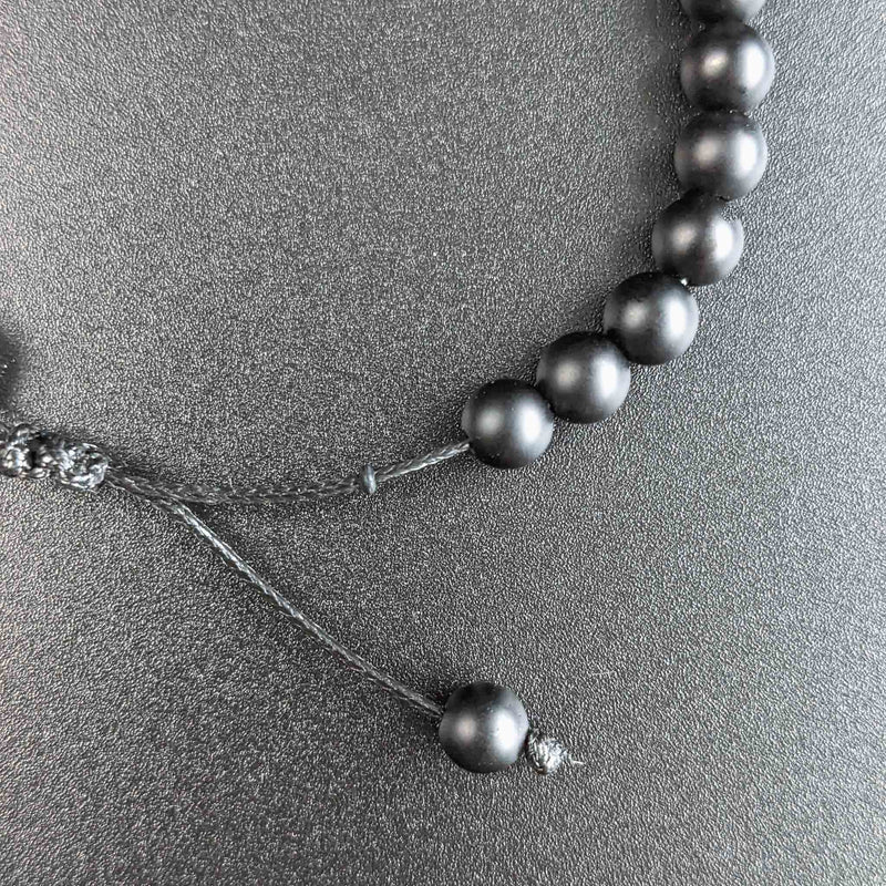Resolve Bracelet Tasbih pour homme avec 33 perles en pierre d'onyx noir mat