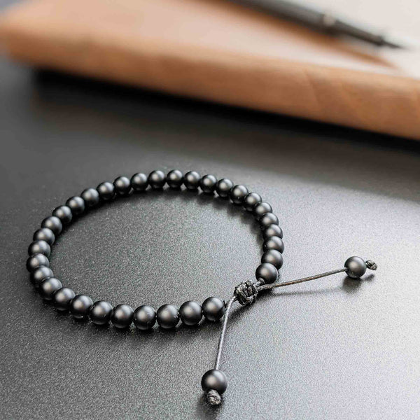 Resolve Men's Tasbih Bracelet with 33 Matte Black Onyx Stone Beads