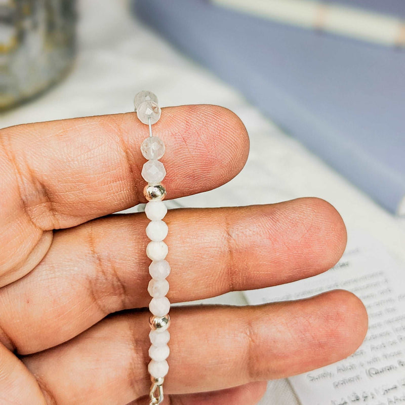 Sapphire & Moonstone Tasbih Bracelet | Women's Misbaha, 33 Beads
