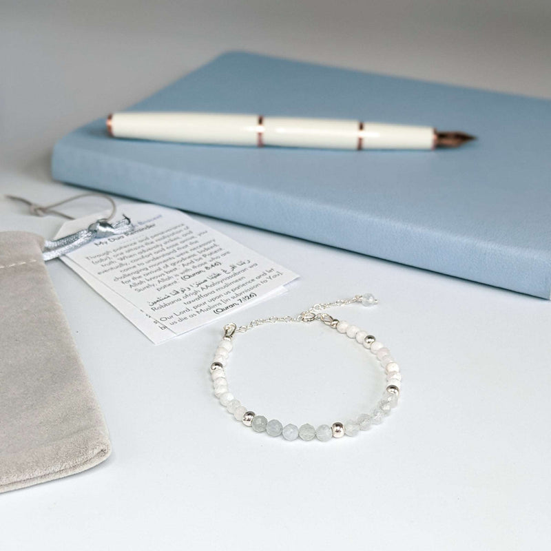 Sapphire & Moonstone Tasbih Bracelet | Women's Misbaha, 33 Beads