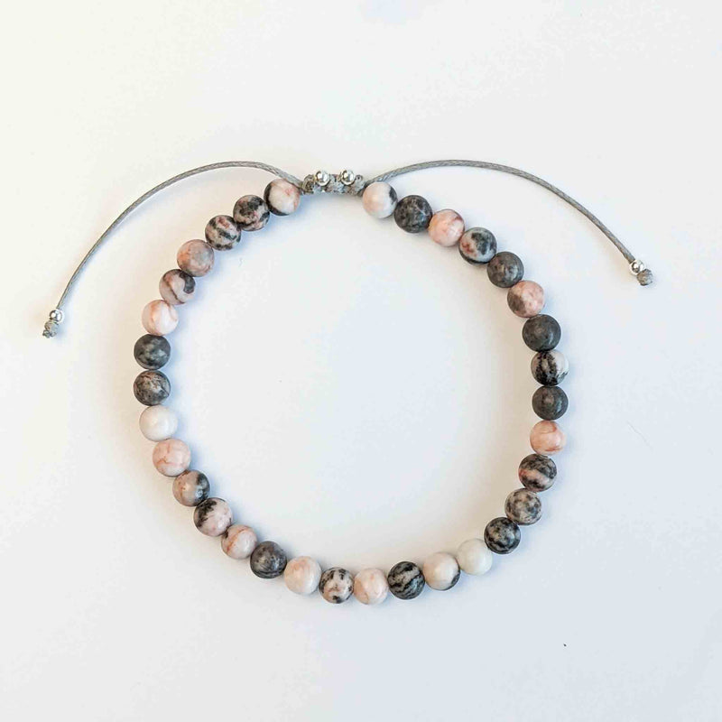 Pink Zebra Jasper Tasbih Bracelet | Women's Dhikr Beads, 33 Beads