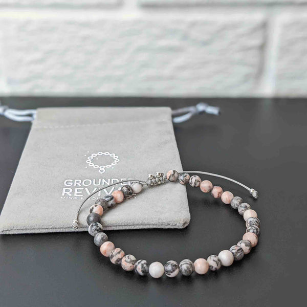 Secure Tasbih Women's Bracelet Bracelet with 33 Pink Zebra Gemstone Beads