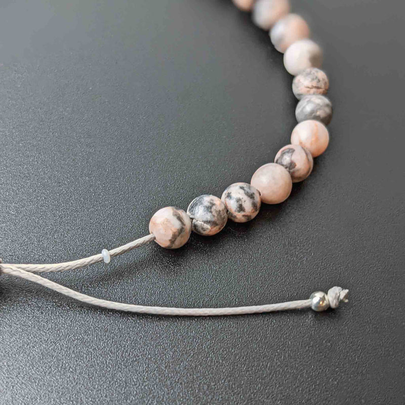 Secure Tasbih Bracelet pour femme Bracelet avec 33 perles de pierres précieuses de zèbre rose